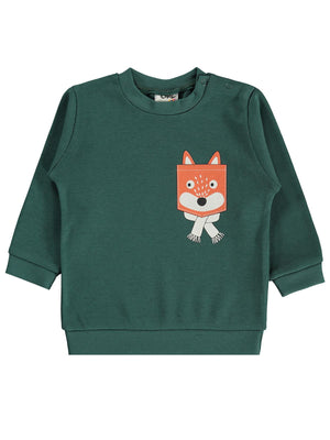 Civil Baby Tilki Baskılı 6-18 Ay Sweatshirt - Yeşil