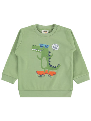 Civil Baby Timsah Baskılı 6-18 Ay Sweatshirt - Yeşil
