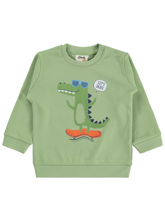 Civil Baby Timsah Baskılı 6-18 Ay Sweatshirt - Yeşil