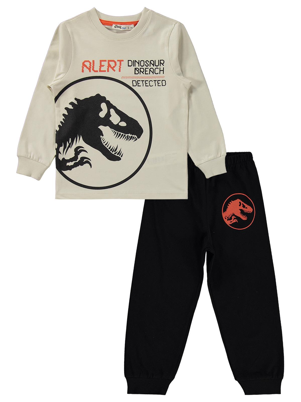 Jurassic World 2-9 Yaş Pijama Takımı - Ekru