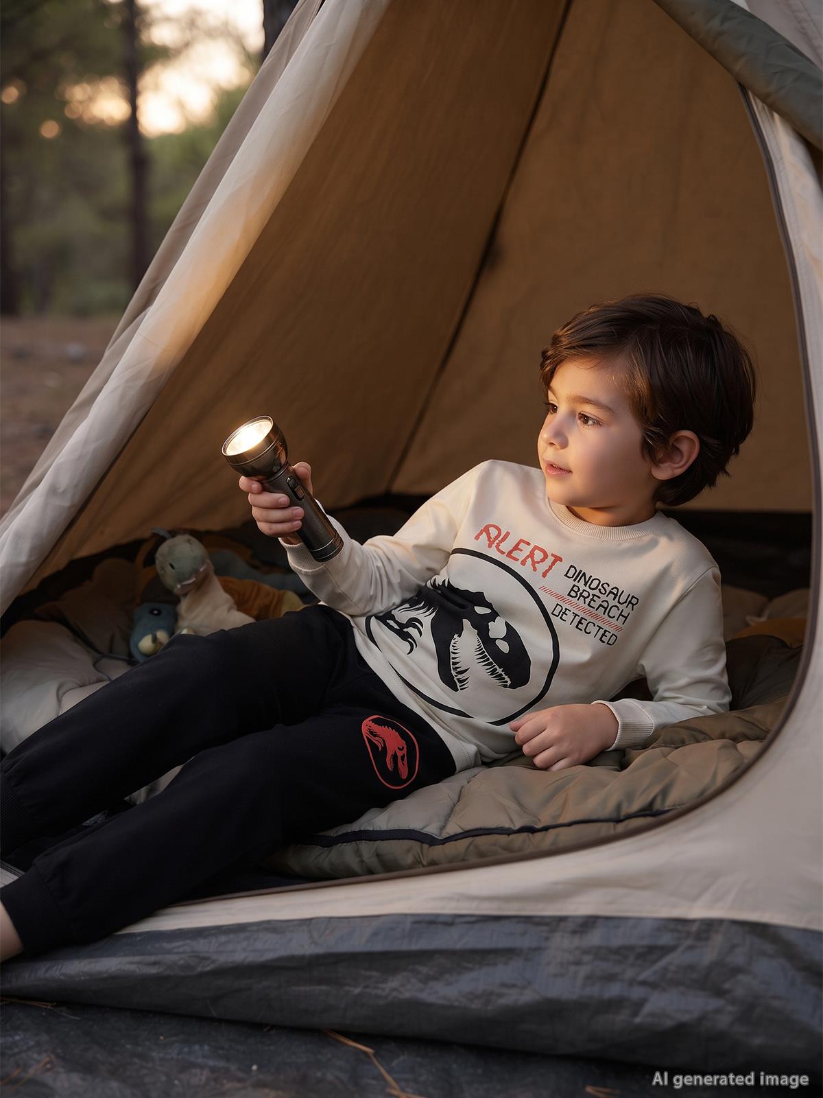 Jurassic World 2-9 Yaş Pijama Takımı - Ekru
