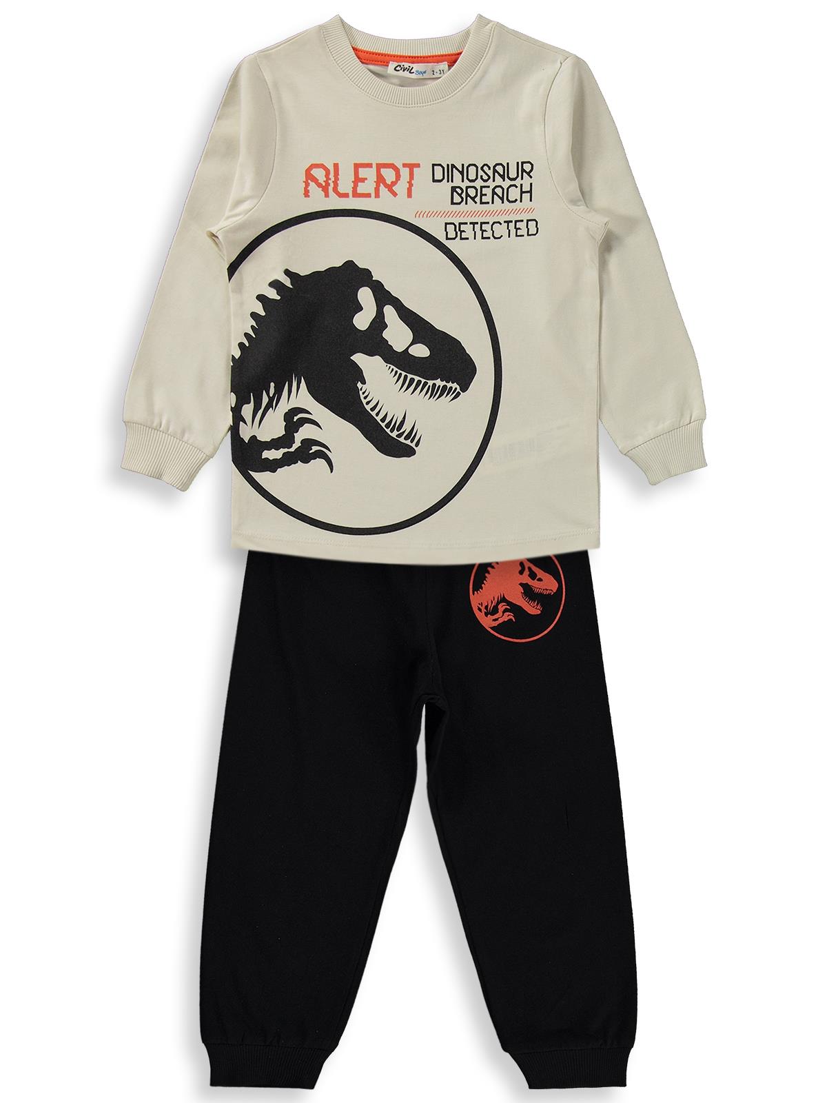 Jurassic World 2-9 Yaş Pijama Takımı - Ekru