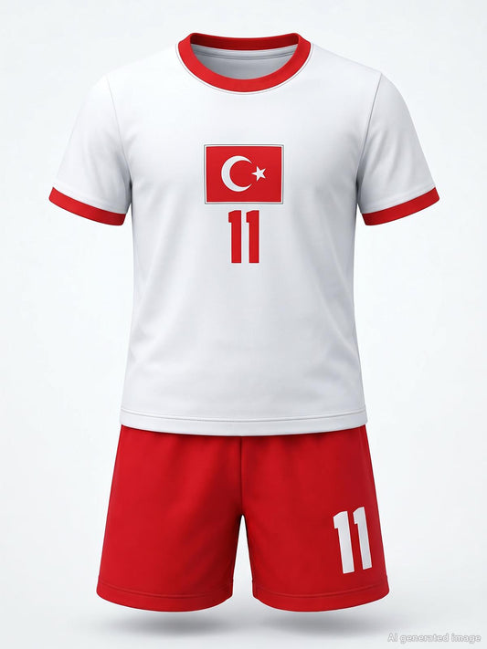 Civil Boys Türkiye Baskılı 2’li 6-9 Yaş Takım - Pamuk Forma - Beyaz