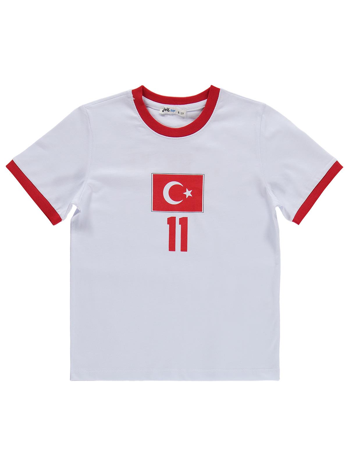 Civil Boys Türkiye Baskılı 2’li 6-9 Yaş Takım - Pamuk Forma - Beyaz