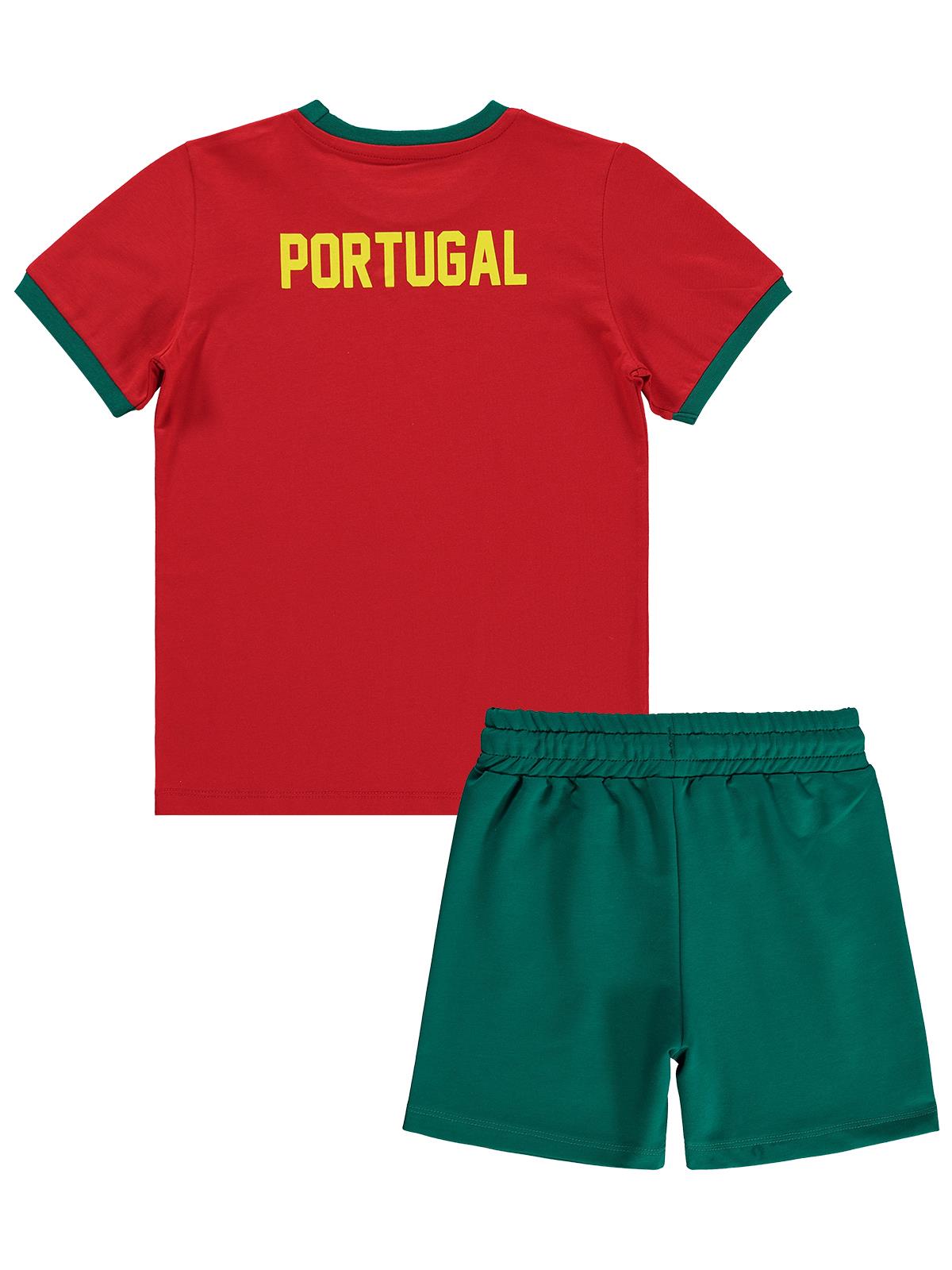 Civil Boys Portugal Baskılı 2'li 10-13 Yaş Takım - Pamuk Forma - Kırmızı