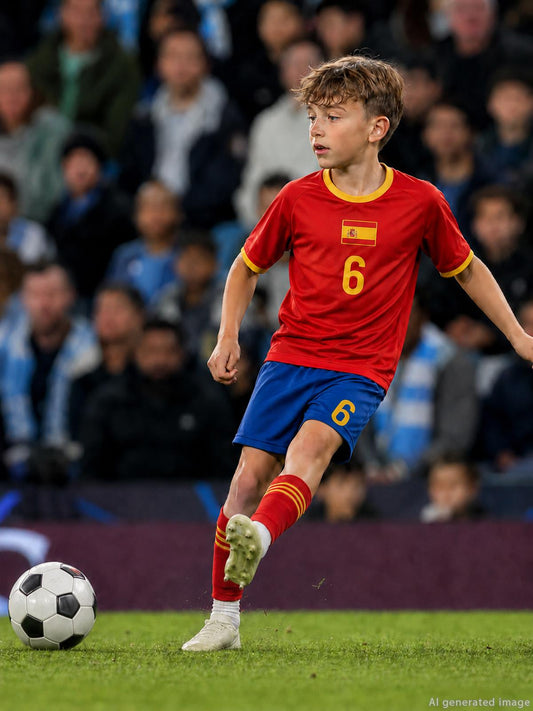 Civil Boys Spain Baskılı 2'li 6-9 Yaş Takım - Pamuk Forma - Kırmızı