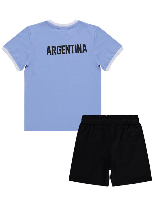 Civil Boys Argentina Baskılı 2'li 10-13 Yaş Takım - Pamuk Forma - Mavi