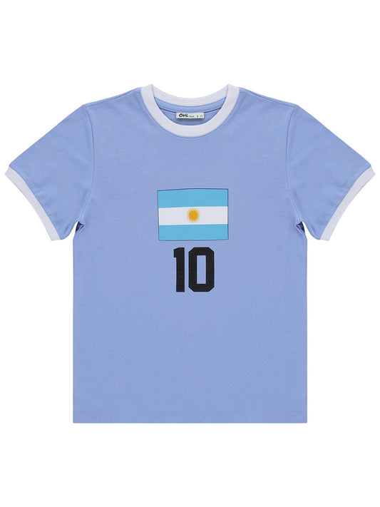 Civil Boys Argentina Baskılı 2'li 6-9 Yaş Takım - Pamuk Forma - Mavi