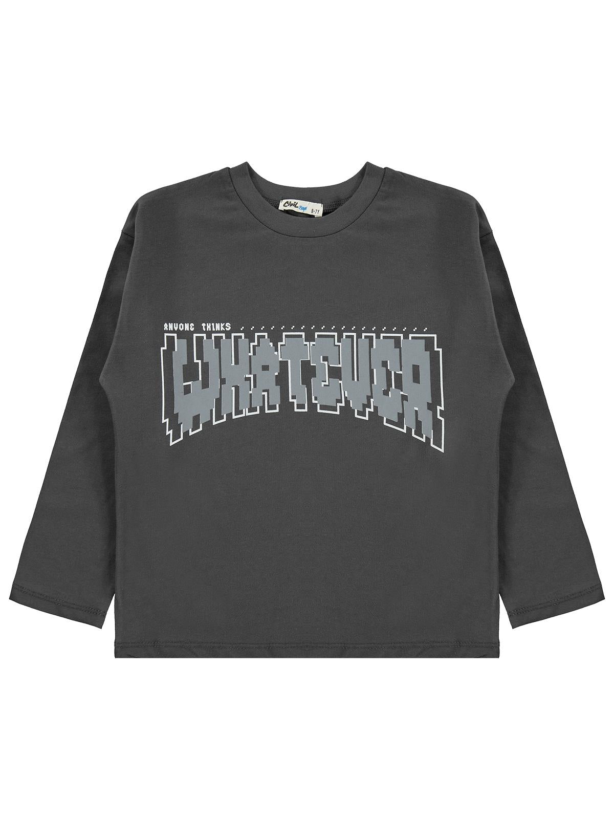 Civil Boys Whatever Baskılı 6-9 Yaş Sweatshirt  - Gri