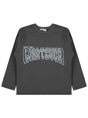 Civil Boys Whatever Baskılı 6-9 Yaş Sweatshirt  - Gri