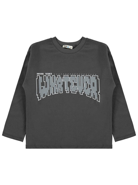 Civil Boys Whatever Baskılı 10-13 Yaş Sweatshirt - Gri