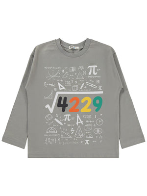 Civil Boys Erkek Çocuk 4489 Baskılı Sweatshirt Km | Süprem Uzun Kol | Okul Kreş ve Günlük Kullanım - Gri
