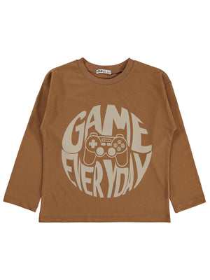 Civil Erkek Çocuk Game Everyday Baskılı Sweatshirt Km | Süprem | Okul Kreş ve Günlük Kullanım - Kahve
