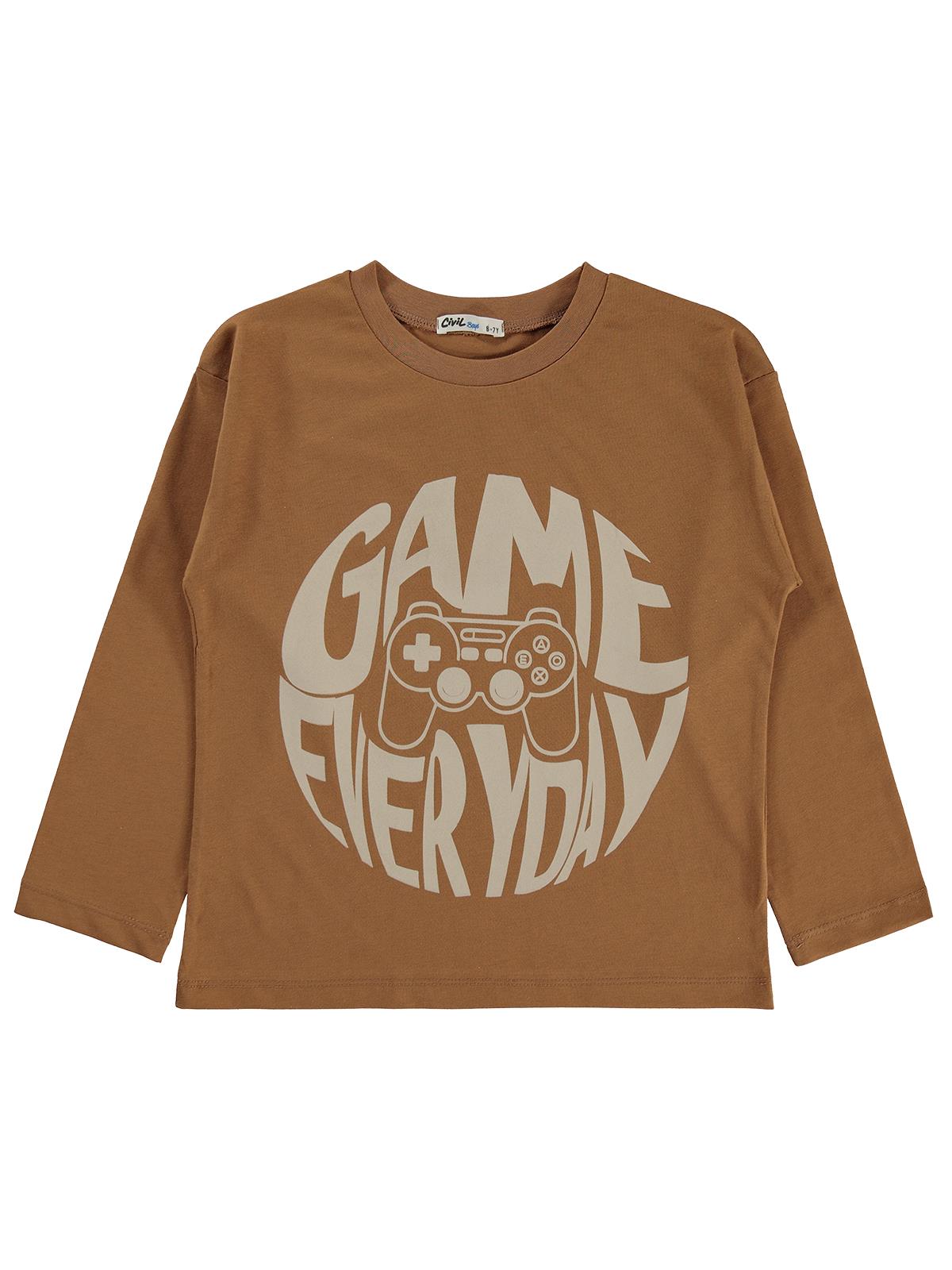 Civil Erkek Çocuk Game Everyday Baskılı Sweatshirt Km | Süprem | Okul Kreş ve Günlük Kullanım - Kahve