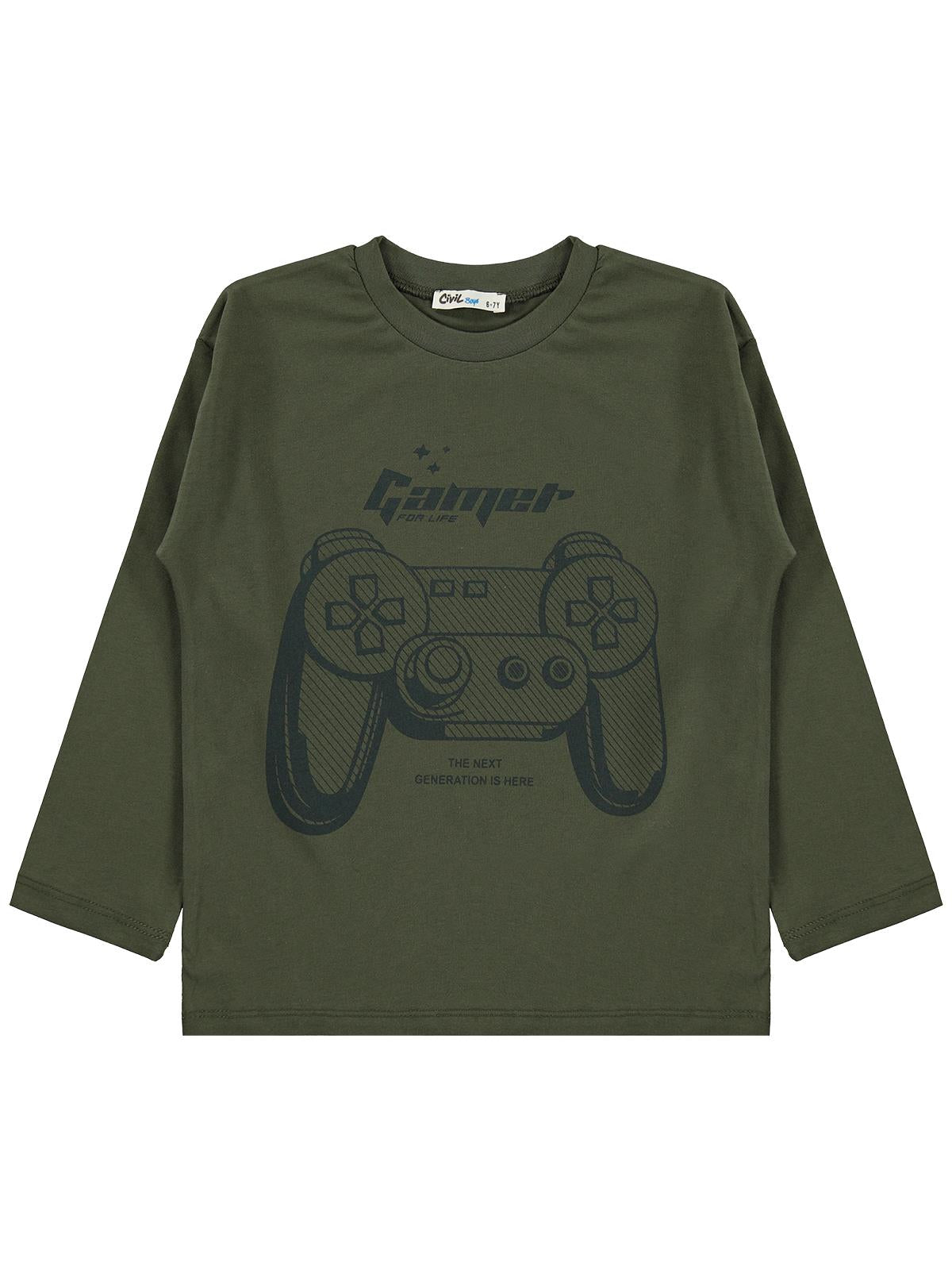 Civil Boys Oyun Konsolu Baskılı 6-9 Yaş Sweatshirt - Haki