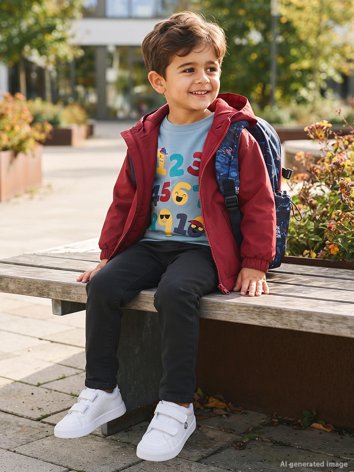 Civil Erkek Çocuk Eğlenceli Sayılar Baskılı Sweatshirt Km | Süprem | Okul Kreş ve Günlük Kullanım - Mavi