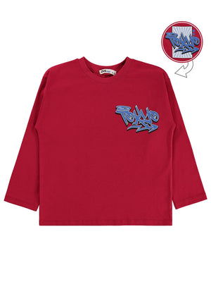 Civil Erkek Çocuk Tokyo Baskılı Sweatshirt Km | Süprem Uzun Kol | Okul Kreş ve Günlük Kullanım - Kırmızı