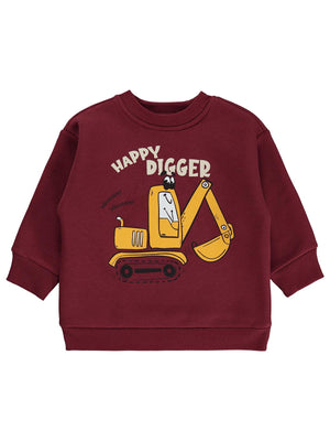 Civil Boys  Kepçe Baskılı 2-5 Yaş Sweatshirt - Bordo