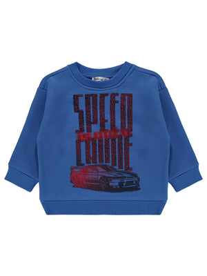 Civil Erkek Çocuk Speed Crıme Baskılı Sweatshirt Km | 3 İp Uzun Kol | Okul Kreş ve Günlük Kullanım - Mavi