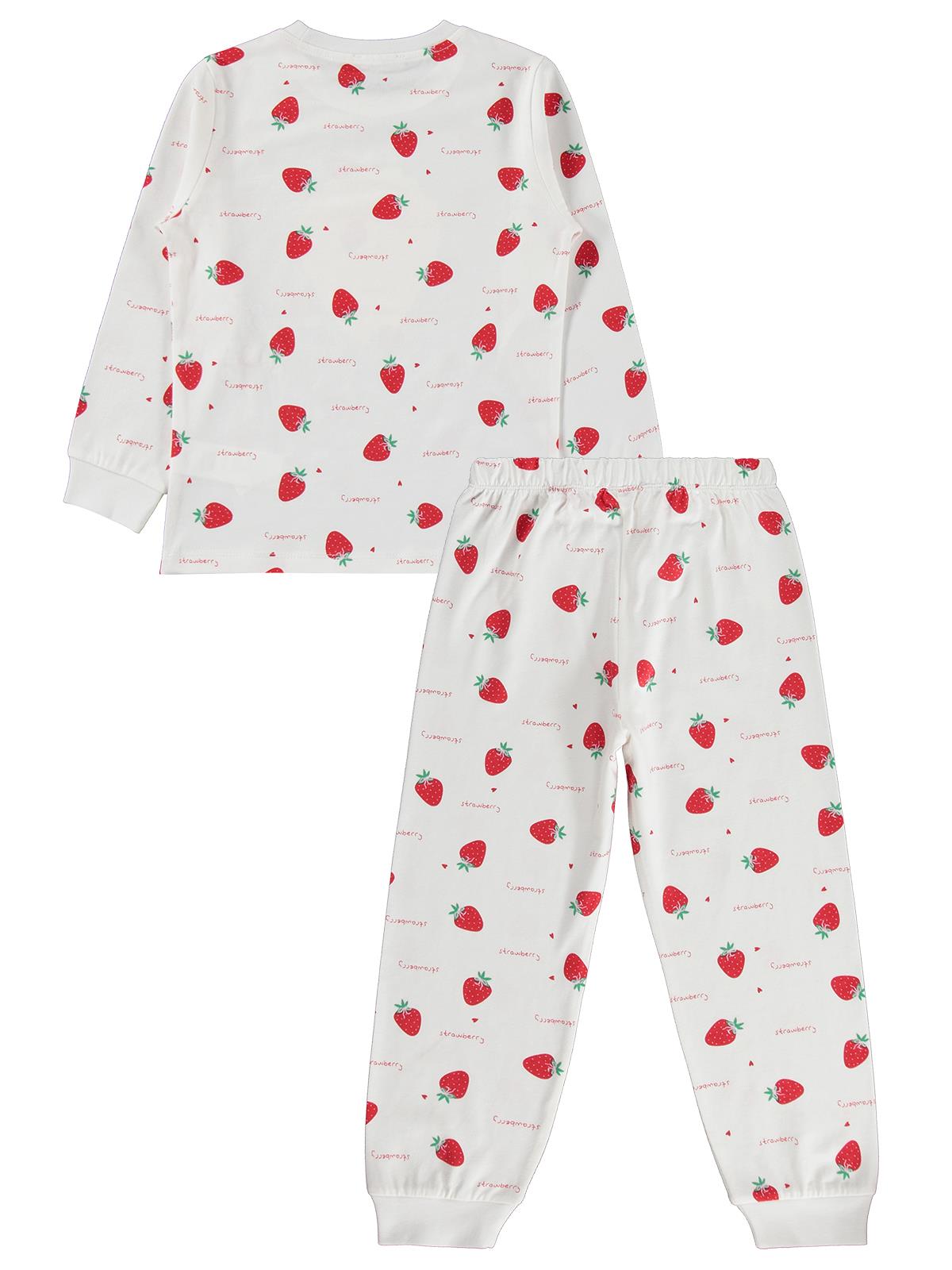 Civil Girls Çilek Desenli 10-13 Yaş Pijama Takımı - Ekru