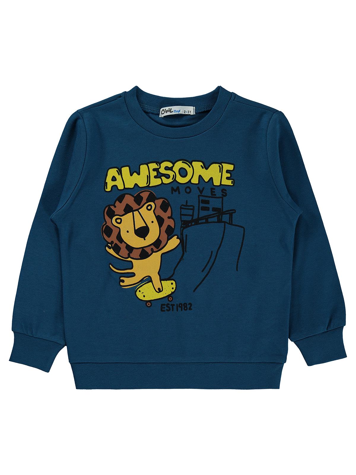 Civil Boys Awesome Aslan Baskılı 2-5 Yaş Sweatshirt Km - Yeşil