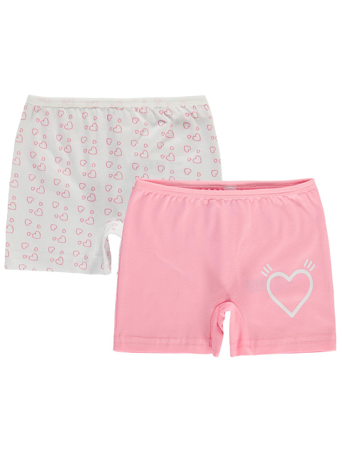 Civil Kız Çocuk Cute Kalp Kız Çocuk 2'li Boxer | Likralı Süprem | Okul Kreş ve Günlük Kullanım