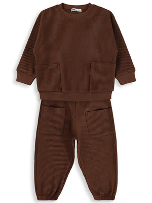 Civil Boys Petek Kumaşlı 2-5 Yaş Takım - Kahverengi
