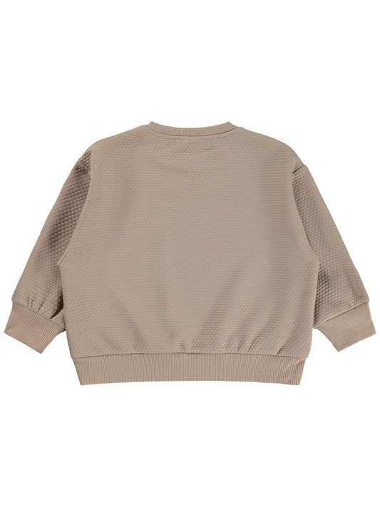 Civil Erkek Çocuk Petek Kumaşlı Sweatshirt | Jakarlı Süprem Uzun Kol | Okul Kreş ve Günlük Kullanım - Bej