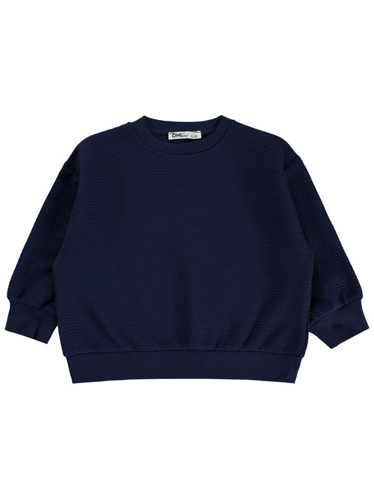 Civil Erkek Çocuk Petek Kumaşlı Sweatshirt | Jakarlı Süprem Uzun Kol | Okul Kreş ve Günlük Kullanım - Lacivert