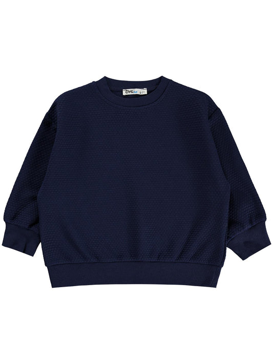 Civil Erkek Çocuk Petek Kumaşlı Sweatshirt | Jakarlı Süprem Uzun Kol | Okul Kreş ve Günlük Kullanım - Lacivert