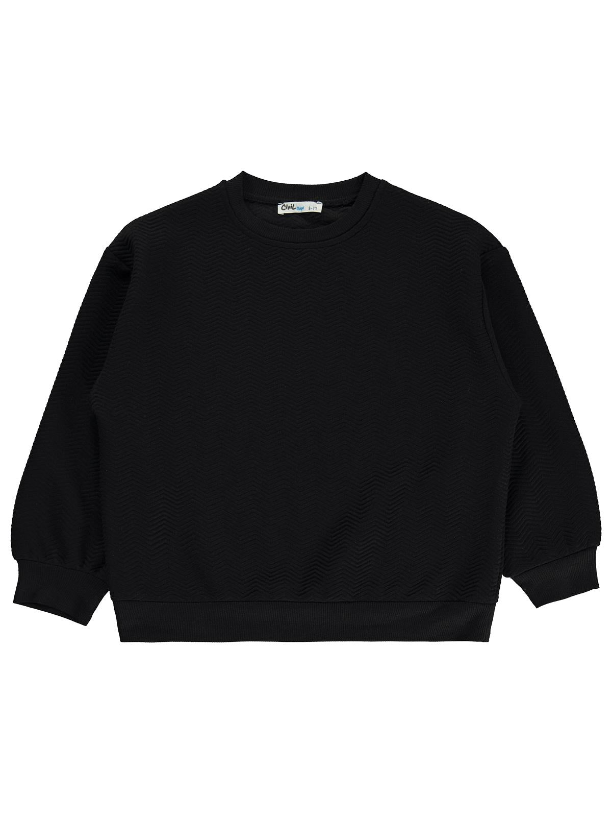 Civil Boys Çizgili 10-13 Yaş Sweatshirt - Siyah