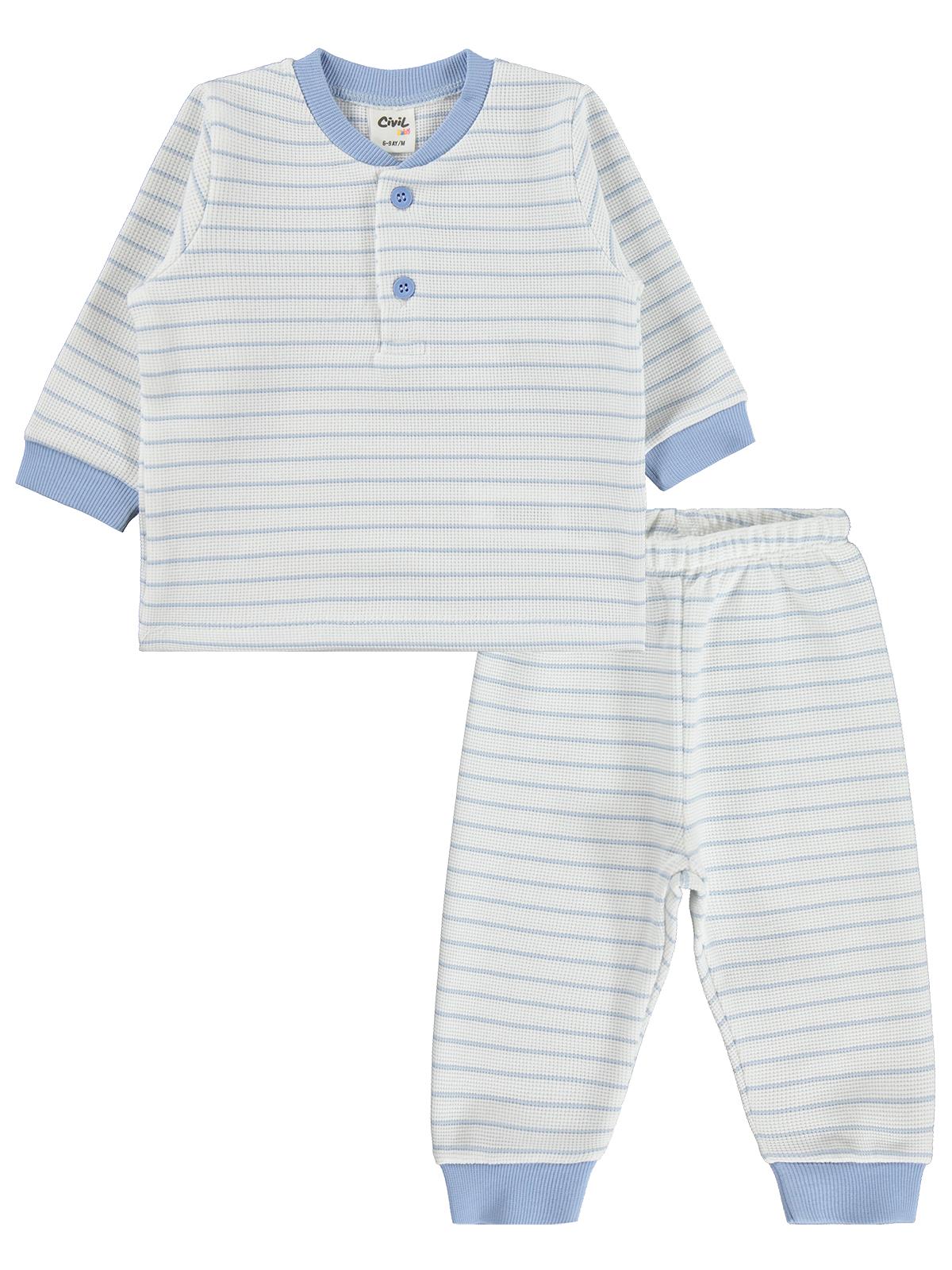 Civil Baby Çizgili 6-18 Ay Pijama Takımı - Mavi
