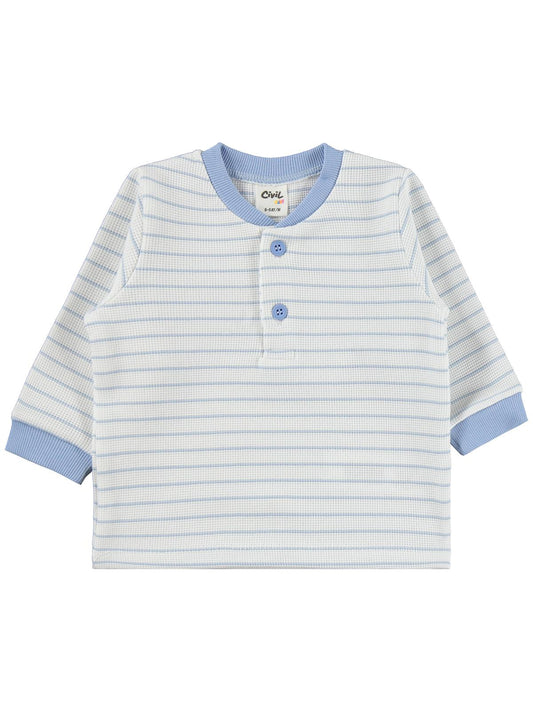 Civil Baby Çizgili 6-18 Ay Pijama Takımı - Mavi