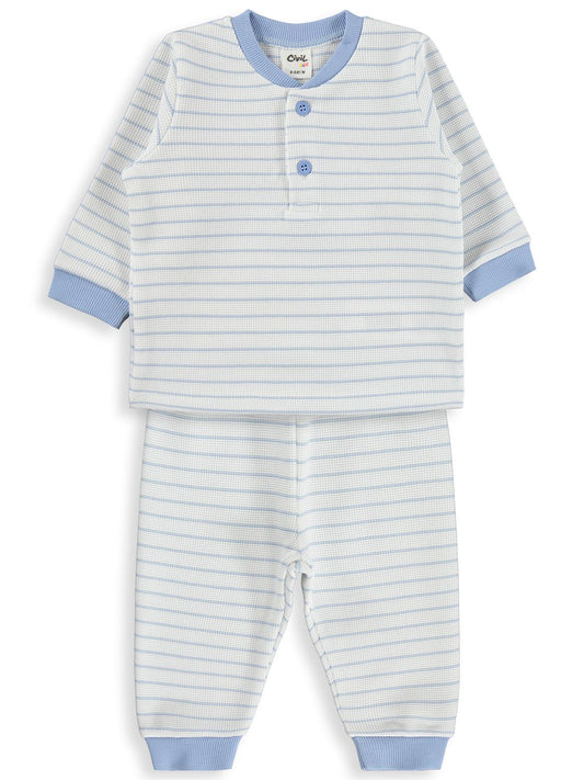 Civil Baby Çizgili 6-18 Ay Pijama Takımı - Mavi