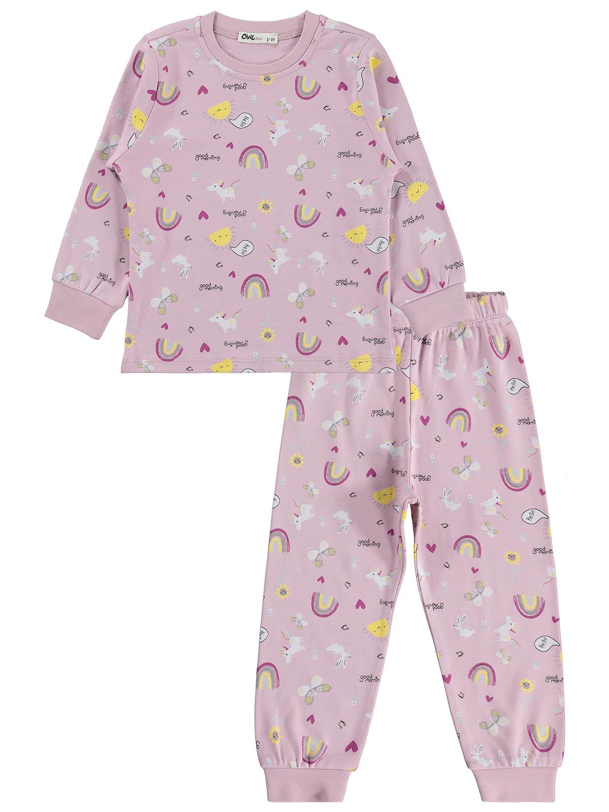 Civil Girls Unicorn Baskılı 2-5 Yaş Pijama Takımı - Lila
