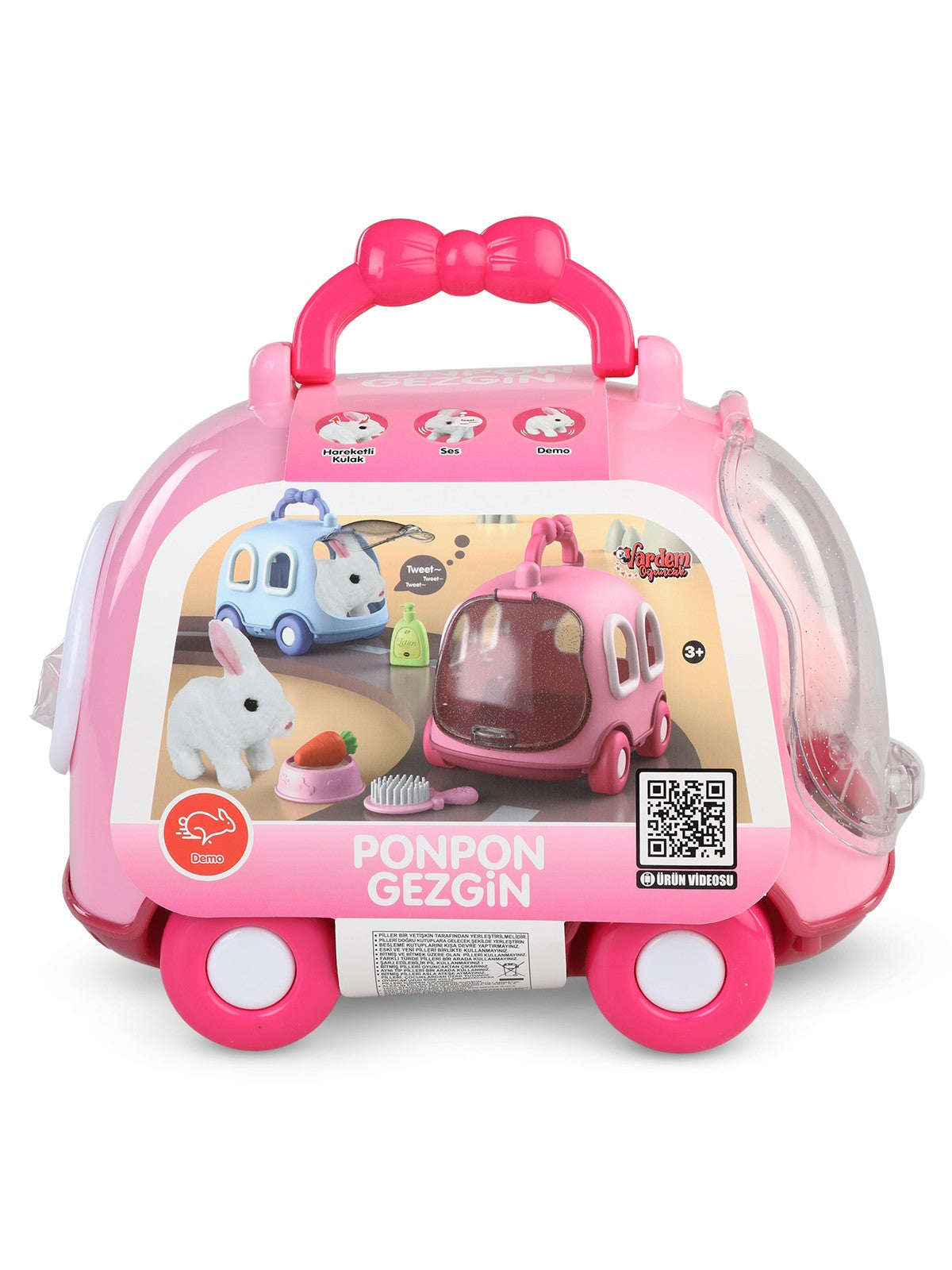 Vardem Sesli hareketli tavşan ve kafes set - Pembe