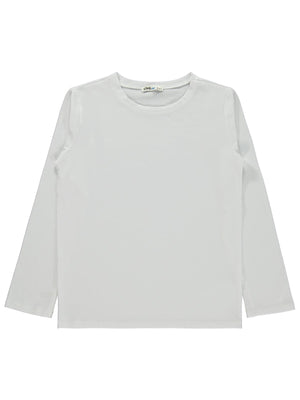 Civil Erkek Çocuk Basic Sweatshirt | Likralı Süprem Uzun Kol | Okul Kreş ve Günlük Kullanım - Beyaz
