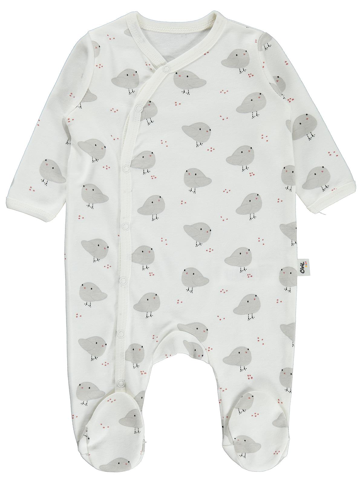 Civil Baby Serçe Empirme Patikli 1-9 Ay Tulum - Ekru