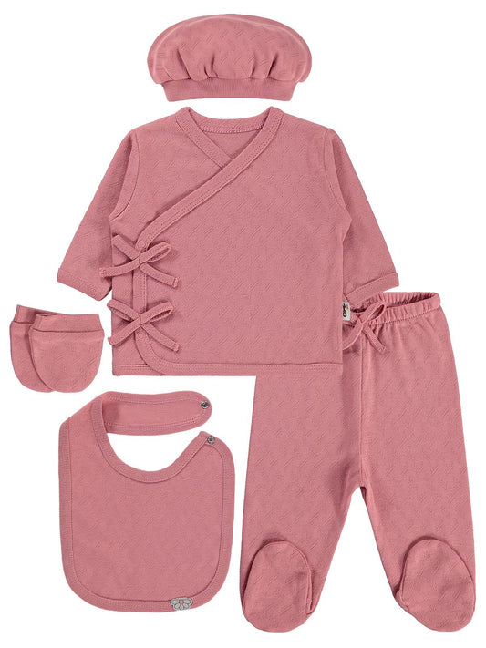 Civil Baby Jakarlı Ribana  Zıbın Takımları - Pembe