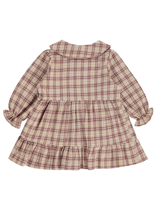 Civil Baby Bebe Yaka Kareli 6-18 Ay Elbise - Kahverengi