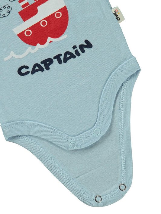 Civil Baby Little Captain Baskılı 1-36 Ay Çıtçıtlı Badi - Mavi