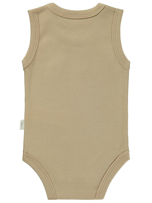 Civil Baby Dinozor Arkadaşlar Baskılı 0-3 Yaş Çıtçıtlı Badi - Kahverengi