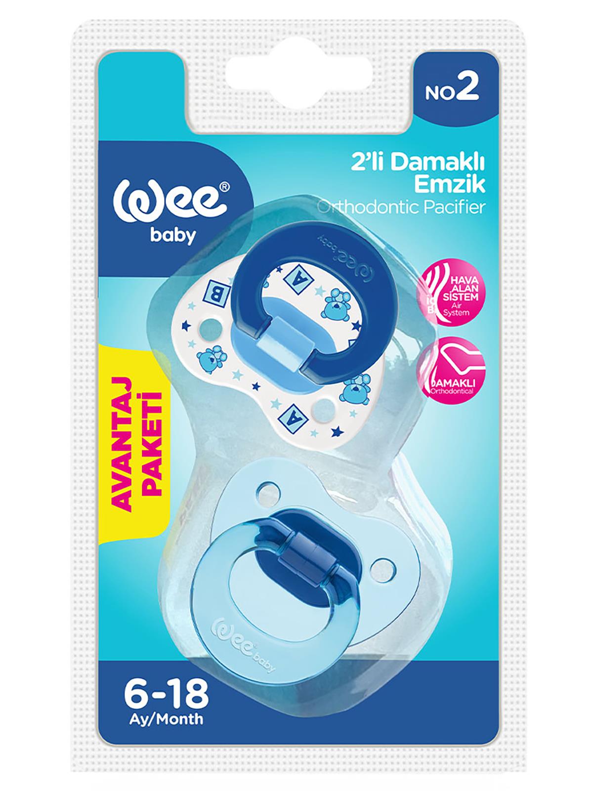 Wee Baby 2’li Damaklı Emzik No:2 - Mavi