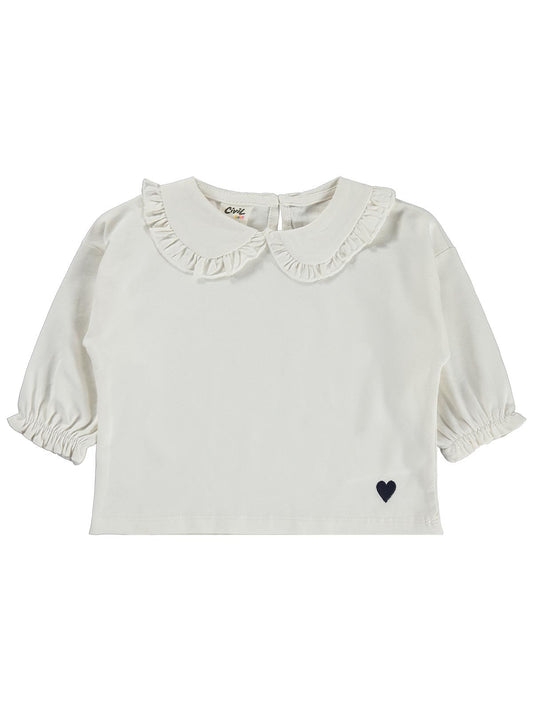 Civil Baby Bebe Yakalı Kalp Nakış 6-18 Ay Sweatshirt - Ekru