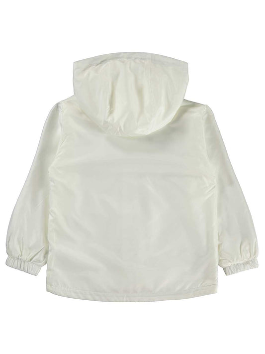 Civil Girls Kız Çocuk Polarlı Düz Yağmurluk | Mikro Uzun Kol Kapşonlu - Ekru