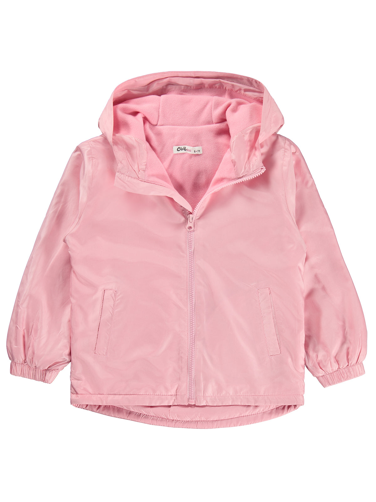 Civil Girls Polarlı Düz 6-9 Yaş Yağmurluk - Pudra