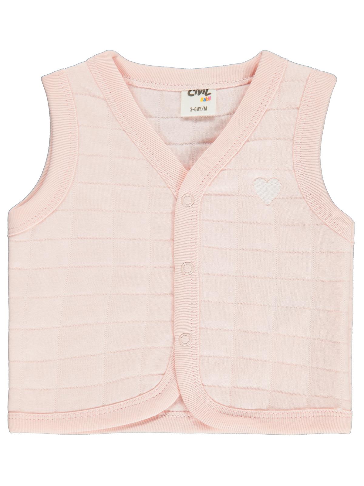 Civil Baby Kalp Nakışlı 3-18 Ay Yelek - Pembe