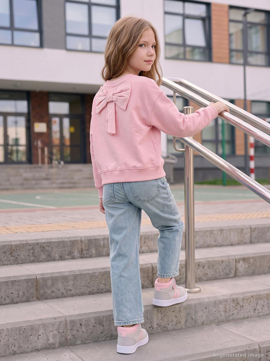 Civil Kız Çocuk Born to Shine Sweatshirt | 3 İp Uzun Kol | Okul Kreş ve Günlük Kullanım - Pudra