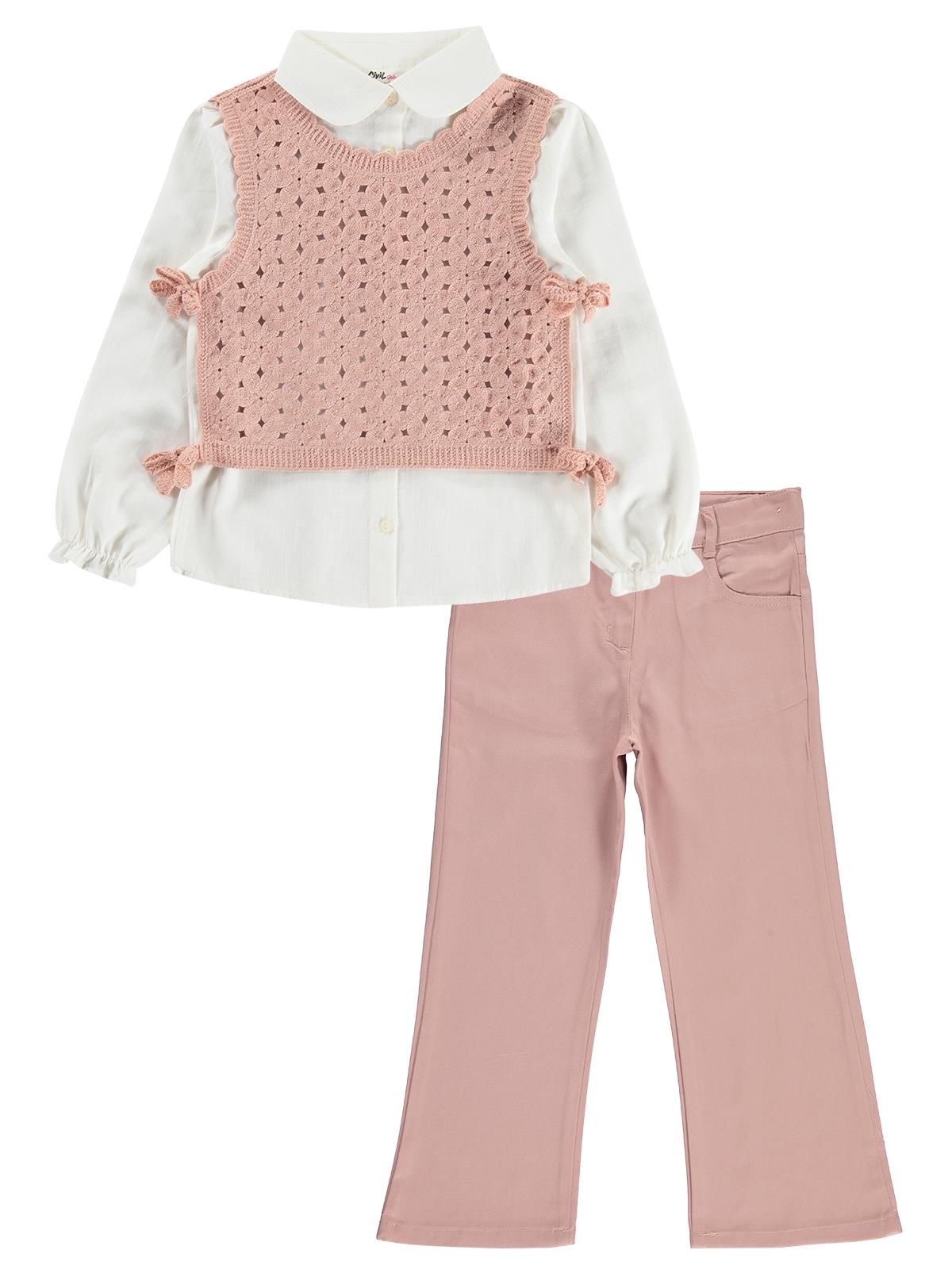 Civil Girls Çiçek Desenli 6-9 Yaş Takım - Pembe