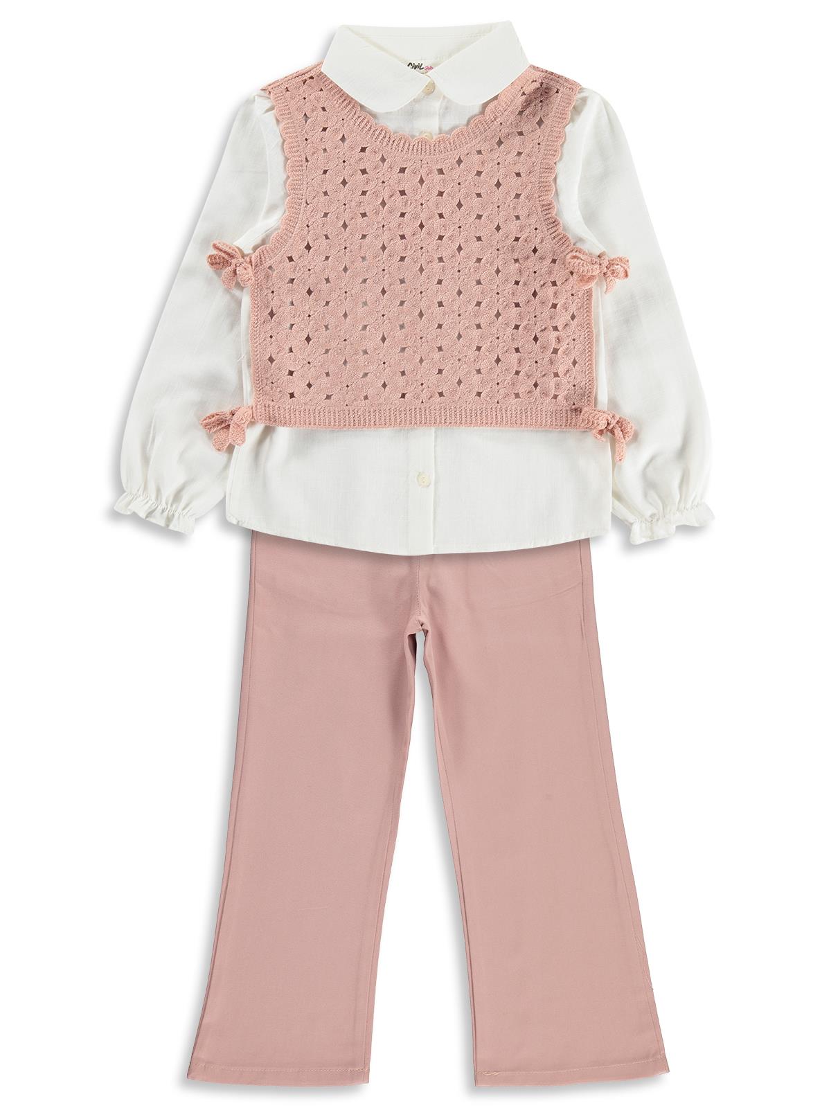 Civil Girls Çiçek Desenli 6-9 Yaş Takım - Pembe